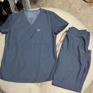 Figs Heather Denim Scrub Set Size XS Extra small